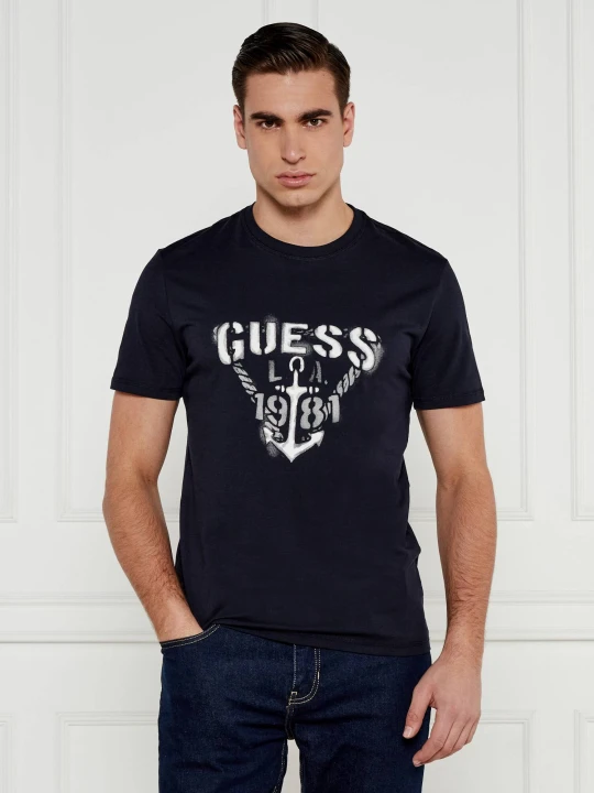Zdjęcie produktu GUESS T-shirt Marine | Slim Fit granatowy