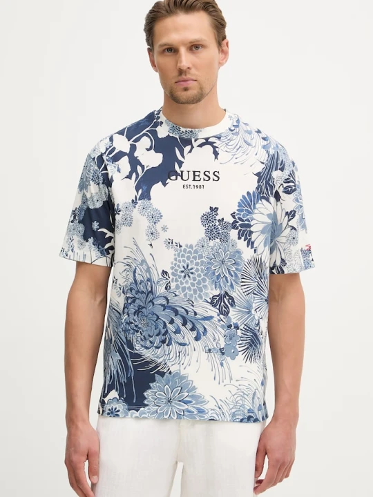 Zdjęcie produktu Guess t-shirt męski bawełniany niebieski