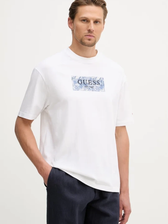Zdjęcie produktu Guess t-shirt męski bawełniany biały