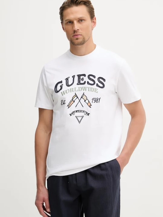 Zdjęcie produktu Guess t-shirt męski bawełniany biały