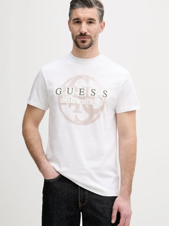 Zdjęcie produktu Guess t-shirt męski bawełniany biały