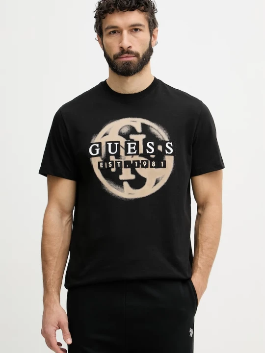 Zdjęcie produktu Guess t-shirt męski bawełniany czarny