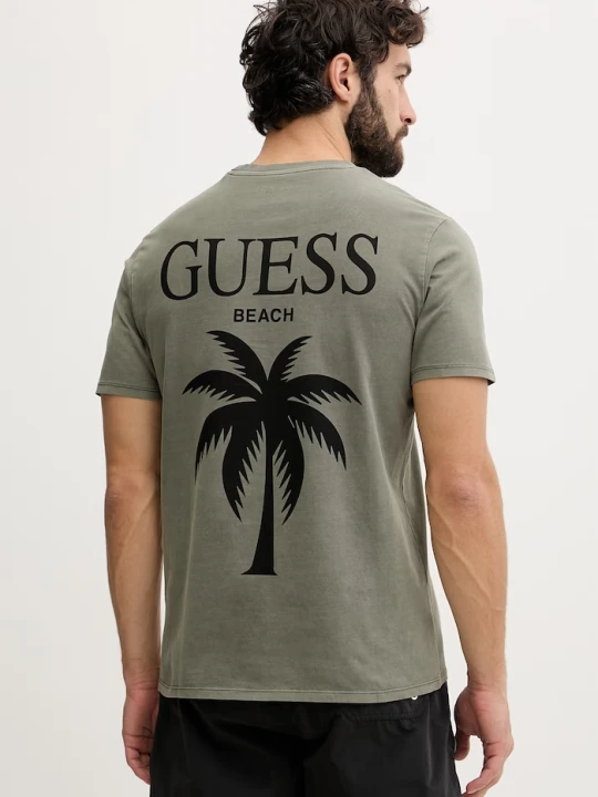 Zdjęcie produktu Guess t-shirt męski bawełniany zielony