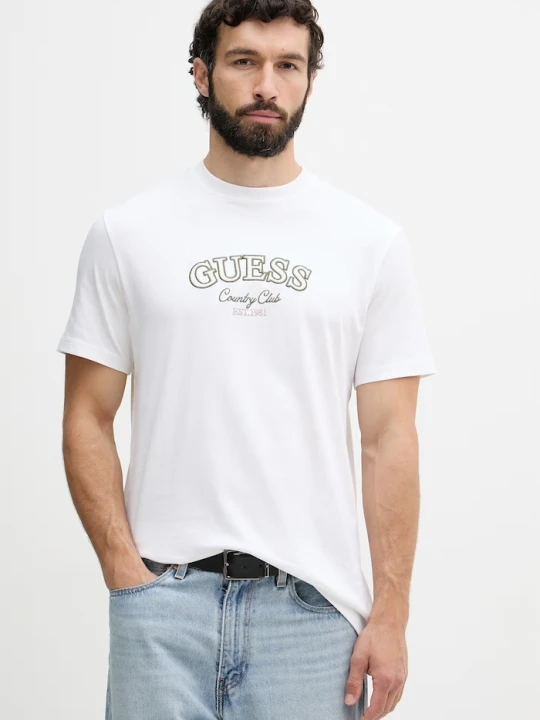 Zdjęcie produktu Guess T-shirt męski bawełniany biały