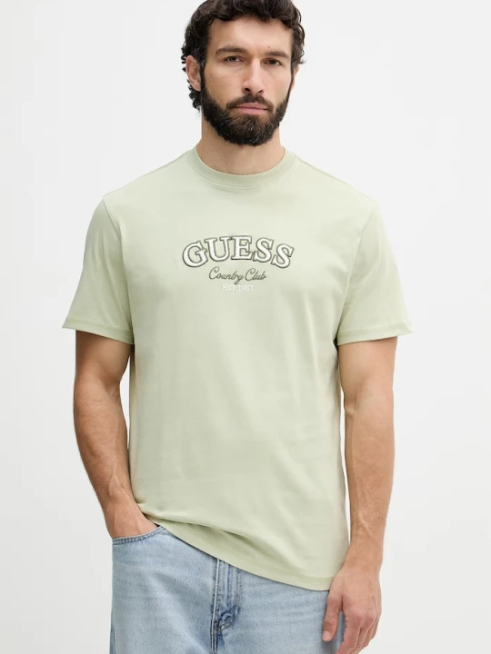 Zdjęcie produktu Guess T-shirt męski bawełniany zielony
