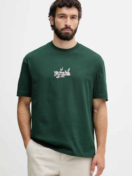 Zdjęcie produktu Guess T-shirt męski bawełniany zielony