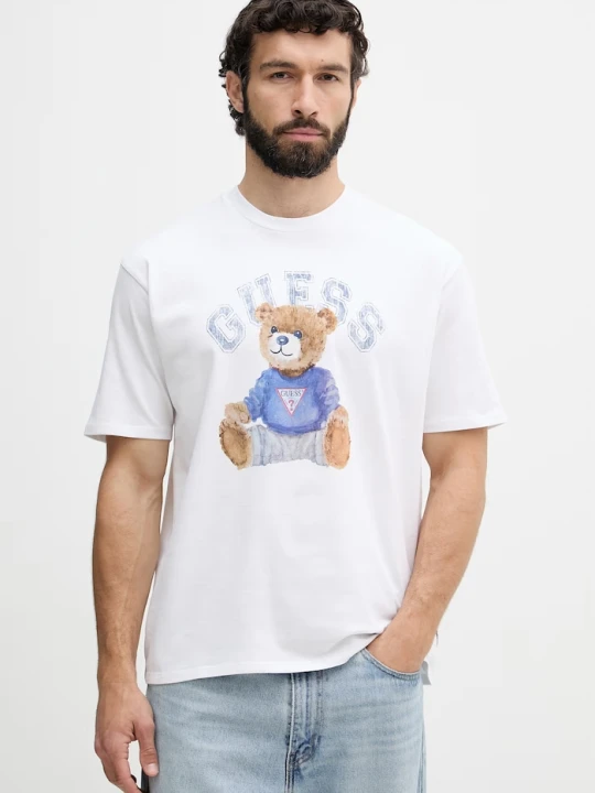 Zdjęcie produktu Guess T-shirt męski bawełniany biały