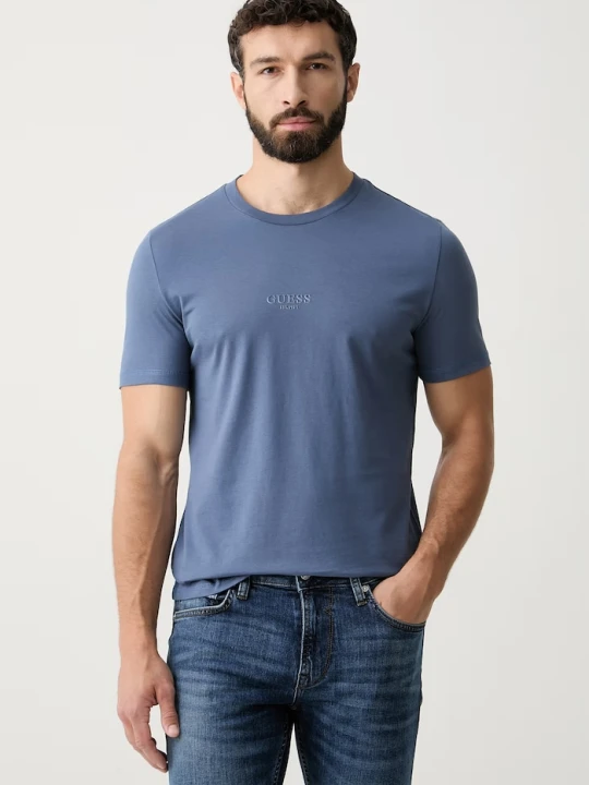 Zdjęcie produktu Guess T-shirt męski bawełniany AIDY niebieski
