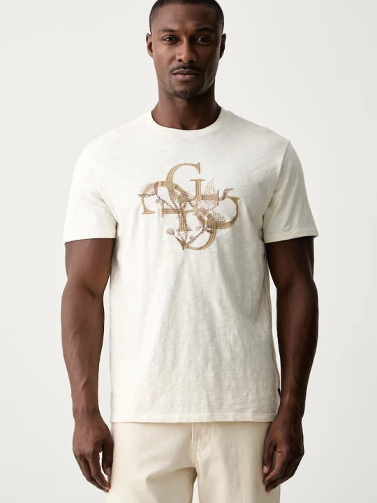 Zdjęcie produktu Guess T-shirt męski bawełniany beżowy