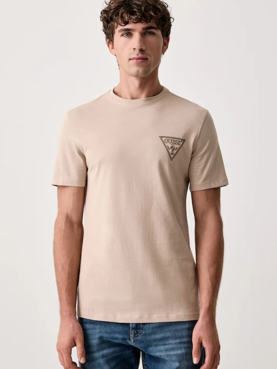Zdjęcie produktu Guess T-shirt męski bawełniany beżowy