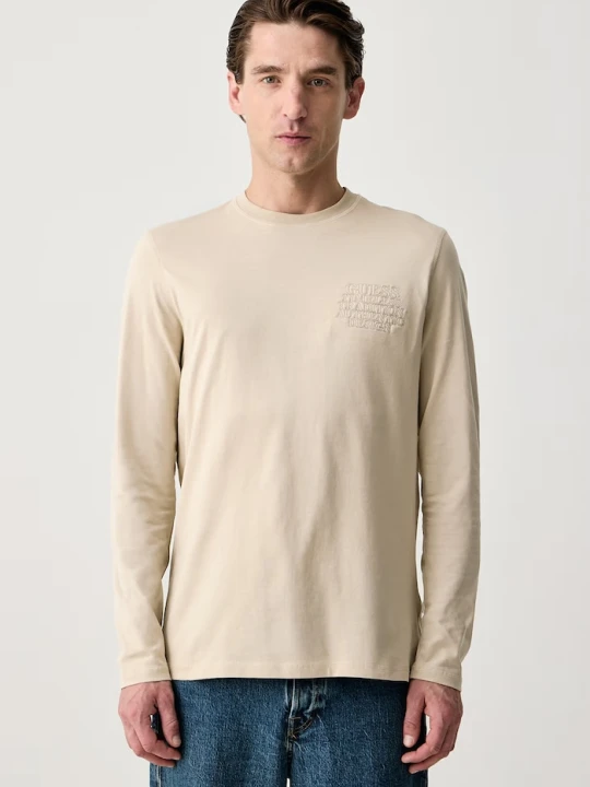 Zdjęcie produktu Guess T-shirt męski bawełniany beżowy
