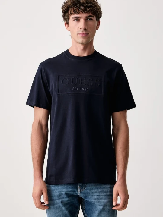 Zdjęcie produktu Guess T-shirt męski bawełniany granatowy