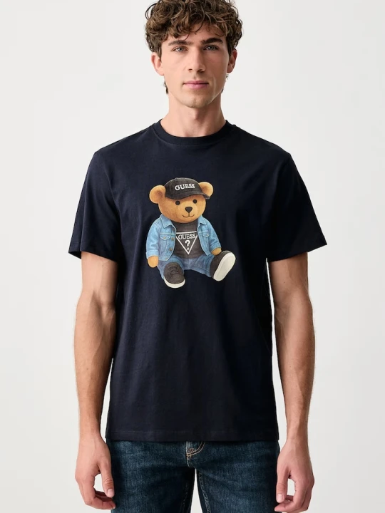 Zdjęcie produktu Guess T-shirt męski bawełniany granatowy