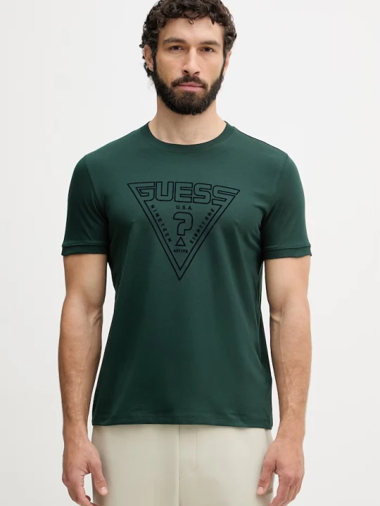 Zdjęcie produktu Guess T-shirt męski bawełniany MIKEN zielony