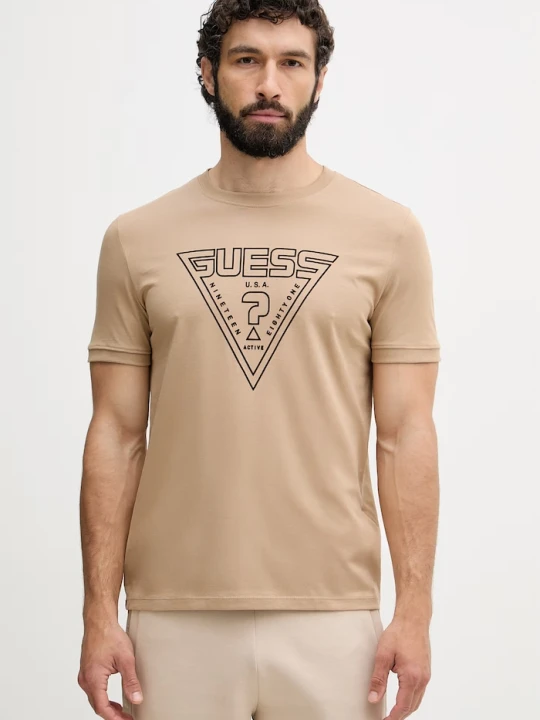 Zdjęcie produktu Guess T-shirt męski bawełniany MIKEN brązowy