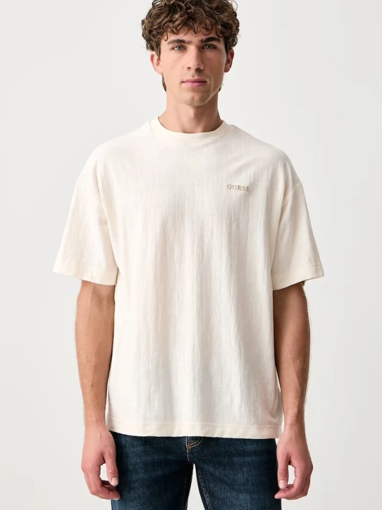 Zdjęcie produktu Guess T-shirt męski bawełniany WALT beżowy