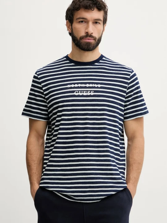 Zdjęcie produktu Guess t-shirt męski bawełniany x North Sails granatowy