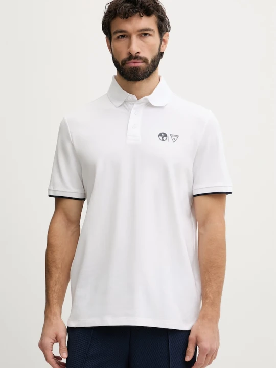 Zdjęcie produktu Guess t-shirt męski bawełniany z elastanem x North Sails biały