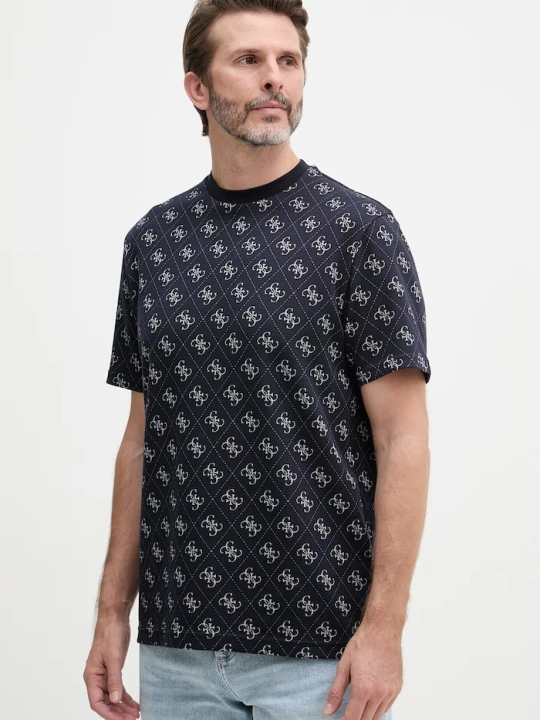 Zdjęcie produktu Guess t-shirt męski z bawełną granatowy