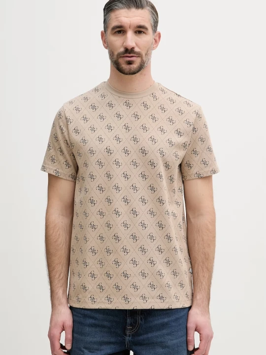 Zdjęcie produktu Guess t-shirt męski z bawełną beżowy