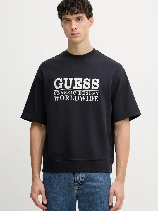 Zdjęcie produktu Guess t-shirt męski z bawełną granatowy