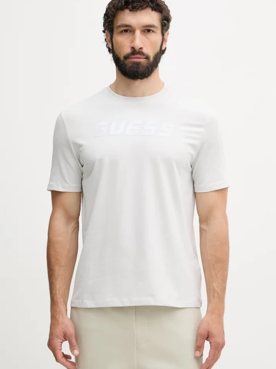 Zdjęcie produktu Guess T-shirt męski z bawełną BRUCE szary