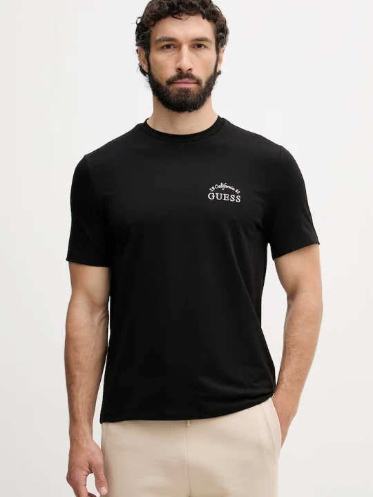Zdjęcie produktu Guess T-shirt męski z bawełną STAN czarny
