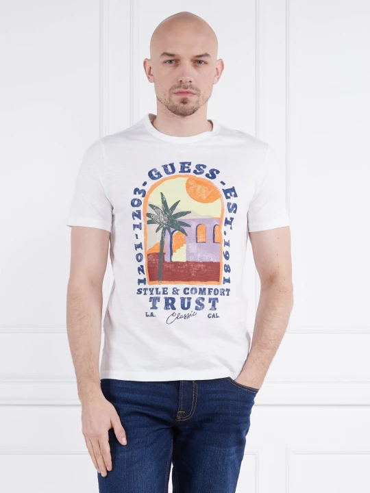 Zdjęcie produktu GUESS T-shirt PALM WINDOW | Slim Fit biały
