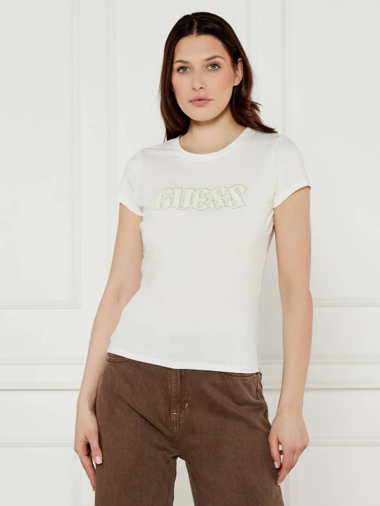 Zdjęcie produktu GUESS T-shirt Pony hair | Slim Fit ecru