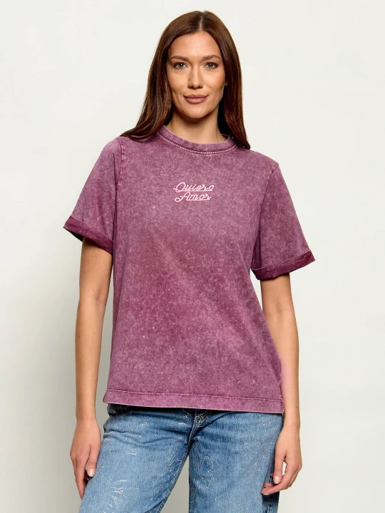 Zdjęcie produktu GUESS T-shirt Quiero Amor | Relaxed fit bordowy