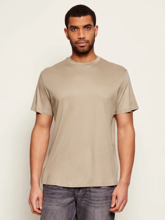 Zdjęcie produktu GUESS T-shirt | Regular Fit | z dodatkiem jedwabiu beżowy