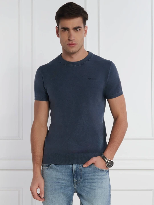 Zdjęcie produktu GUESS T-shirt | Regular Fit | z dodatkiem jedwabiu granatowy