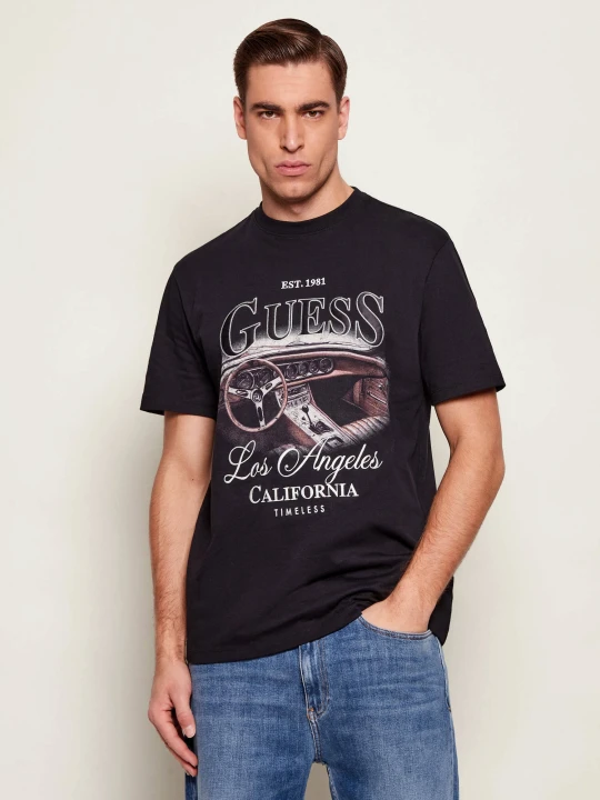 Zdjęcie produktu GUESS T-shirt SATIN | Regular Fit czarny