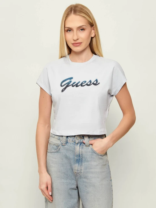 Zdjęcie produktu GUESS T-shirt SCRIPT | Cropped Fit błękitny