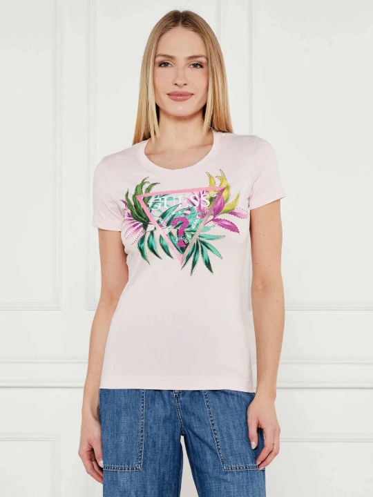 Zdjęcie produktu GUESS T-shirt | Slim Fit pudrowy róż