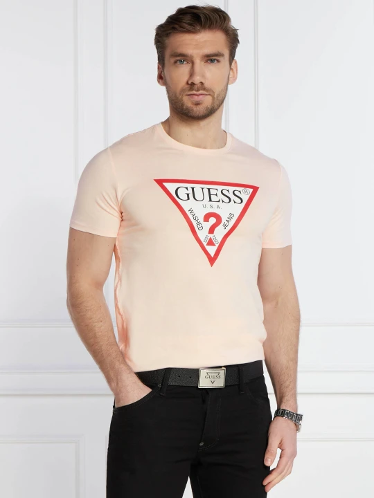 Zdjęcie produktu GUESS T-shirt | Slim Fit pudrowy róż