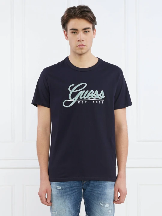 Zdjęcie produktu GUESS T-shirt SS CN GUESS 3D EMBRO | Regular Fit granatowy