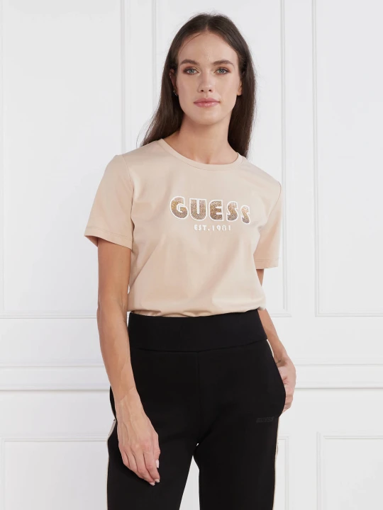 Zdjęcie produktu GUESS T-shirt SS CN SHADED LOGO TEE | Regular Fit beżowy