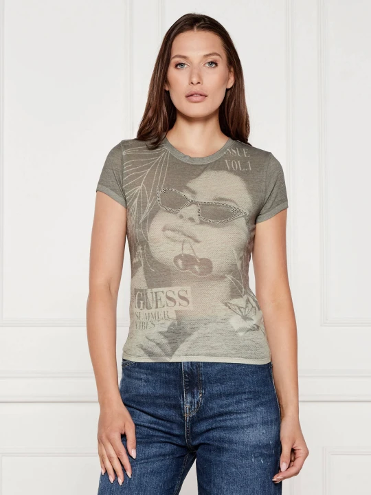 Zdjęcie produktu GUESS T-shirt SUMMER VIBES | Slim Fit zielony