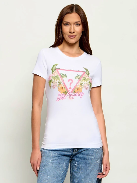 Zdjęcie produktu GUESS T-shirt TRIANGLE FLOWERS | Regular Fit biały