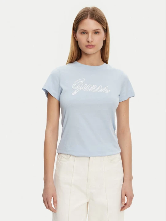 Zdjęcie produktu Guess T-Shirt V5GI02 K9RM1 Błękitny Slim Fit Niebieski jasny