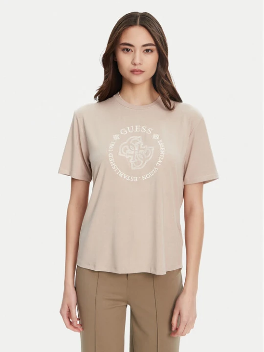 Zdjęcie produktu Guess T-Shirt V5YI05 KCOA2 Beżowy Regular Fit