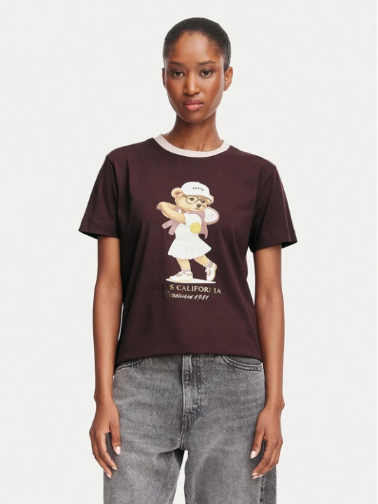 Zdjęcie produktu Guess T-Shirt V6BI14 K6742 Bordowy Regular Fit