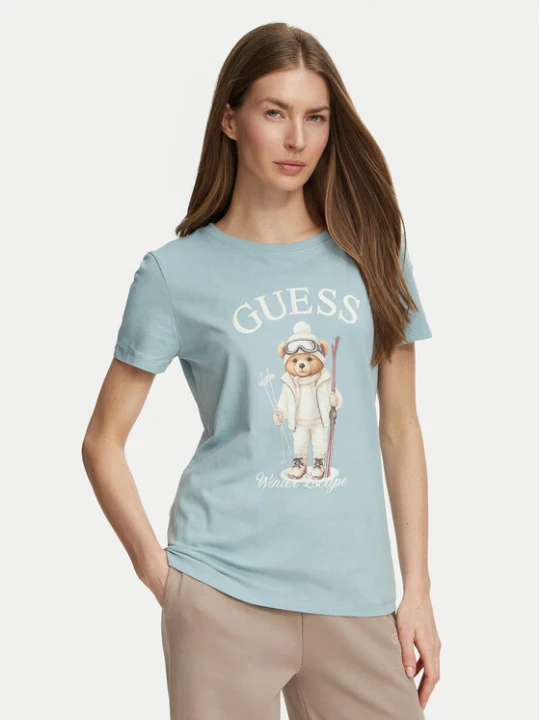 Zdjęcie produktu Guess T-Shirt V6BI19 K6749 Turkusowy Regular Fit