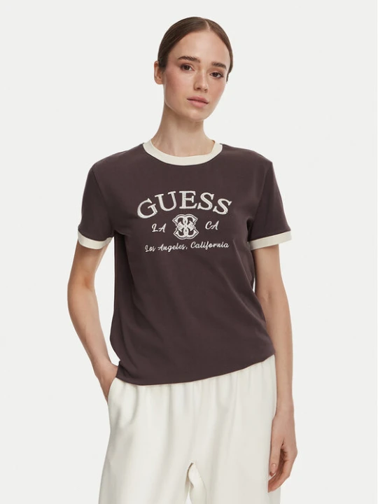 Zdjęcie produktu Guess T-Shirt V6YI18 K4320 Brązowy Regular Fit