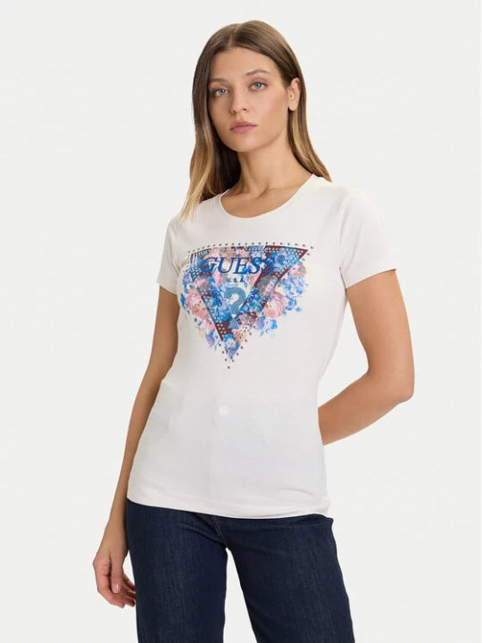 Zdjęcie produktu Guess T-Shirt W5BI29 J1314 Écru Slim Fit Kremowy
