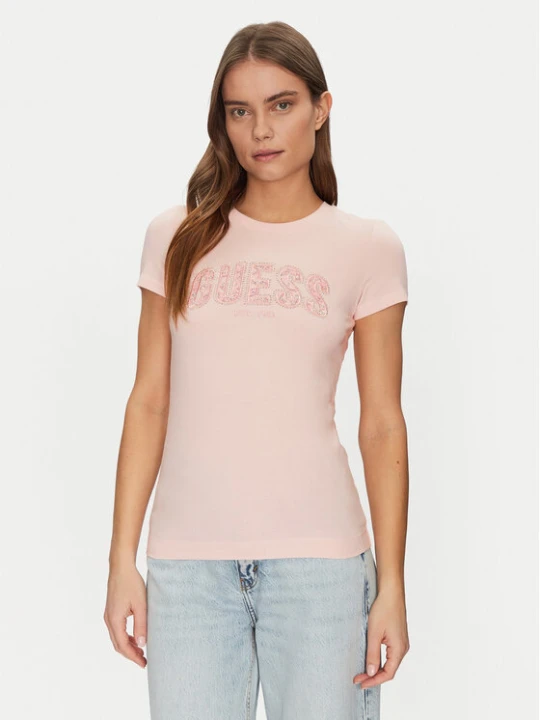 Zdjęcie produktu Guess T-Shirt W5GI04 J1314 Różowy Slim Fit