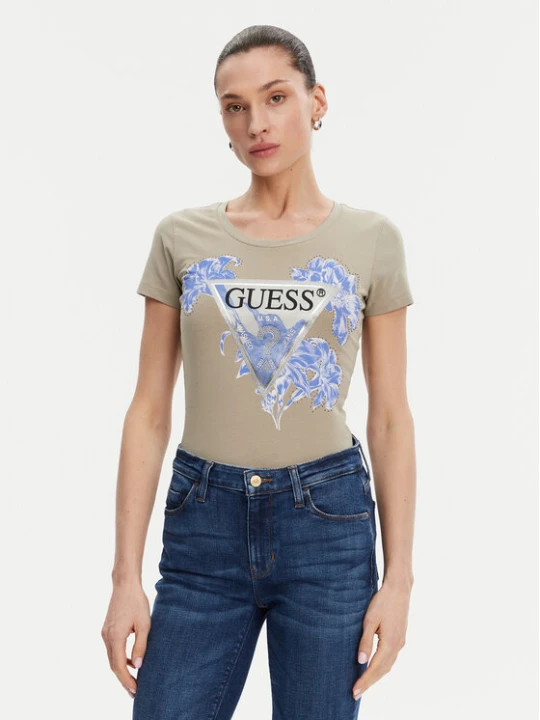 Zdjęcie produktu Guess T-Shirt W5GI08 J1314 Khaki Slim Fit