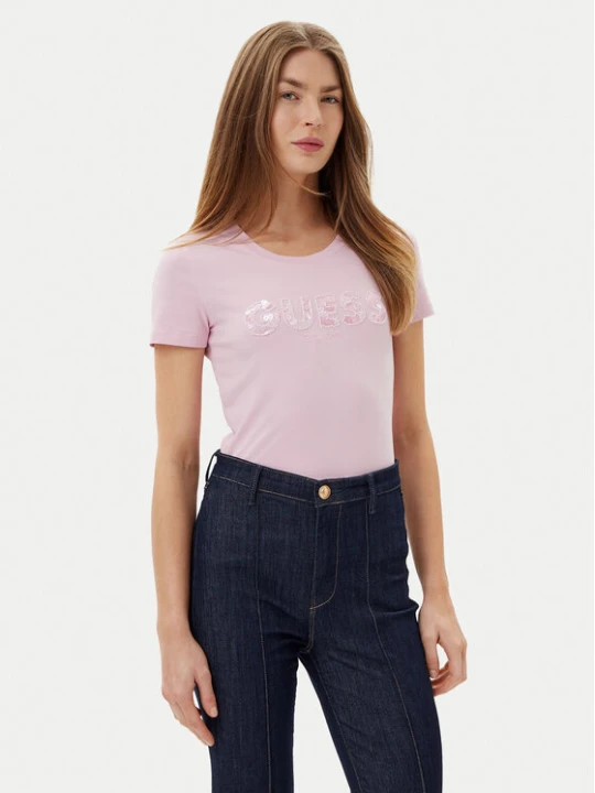 Zdjęcie produktu Guess T-Shirt W5GI17 J1314 Różowy Slim Fit