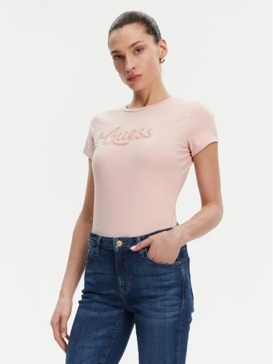 Zdjęcie produktu Guess T-Shirt W5GI47 KA0Q1 Różowy Slim Fit
